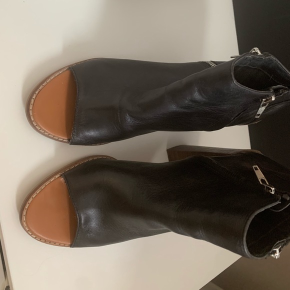 Dolce Vita Black Peep Toe Bootie With Wood Heel - Picture 6 of 15